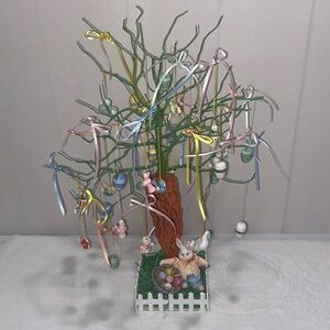 Spring Easter tree wooden ornaments vintage